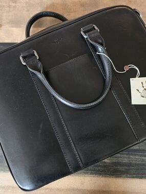 Classic Black Leather Briefcase for Men - Professional Carry Bag